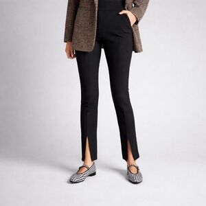 La Ligne Nina Pants Black High Waist Front Slit Stretch Crepe Size Medium USA